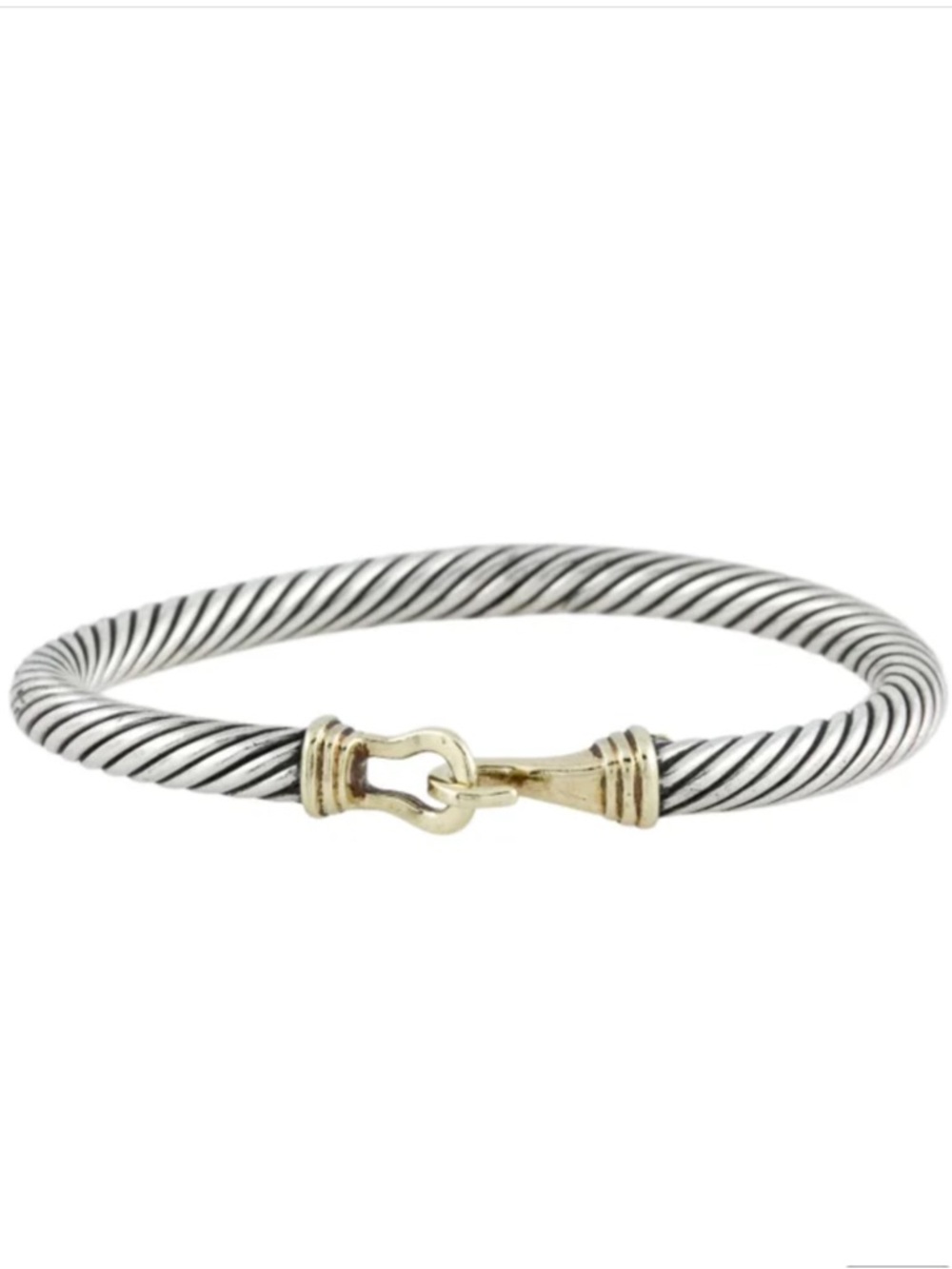 Authentic David Yurman Sterling silver 14k gold cable buckle bracelet